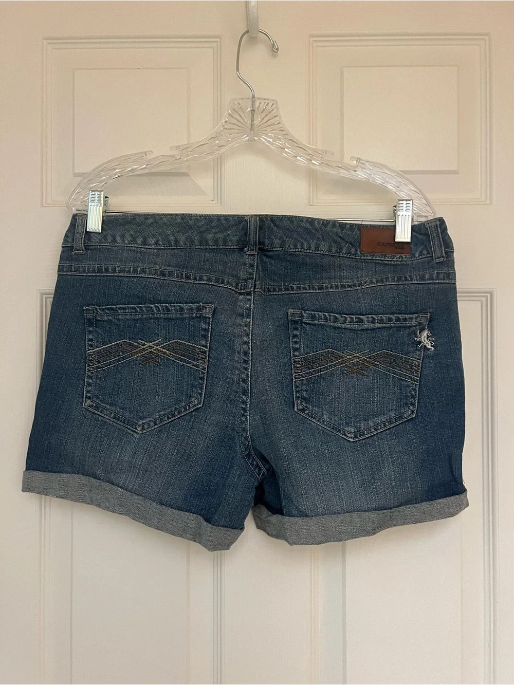Express Indigo Roll-Cuff Denim Shorts